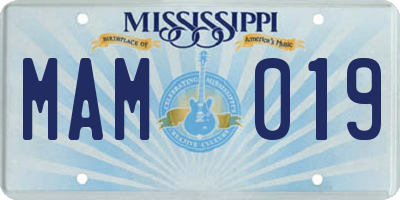 MS license plate MAM019