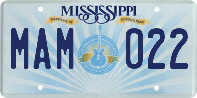 MS license plate MAM022
