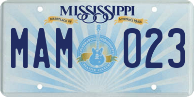 MS license plate MAM023
