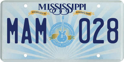 MS license plate MAM028