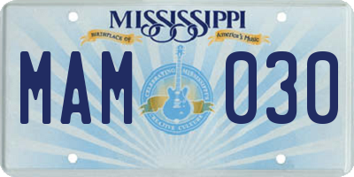 MS license plate MAM030