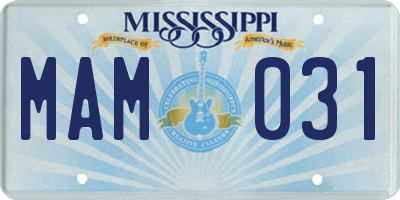 MS license plate MAM031