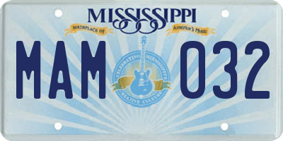 MS license plate MAM032