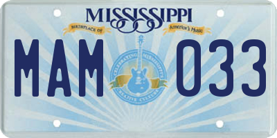 MS license plate MAM033
