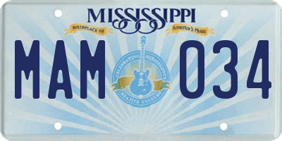 MS license plate MAM034