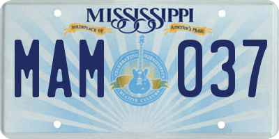 MS license plate MAM037