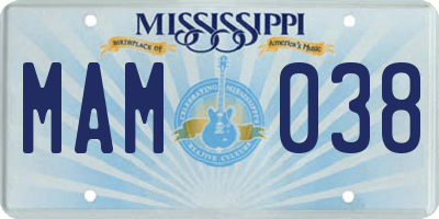 MS license plate MAM038