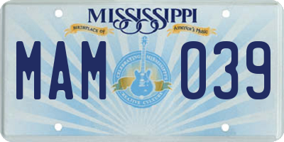 MS license plate MAM039