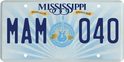 MS license plate MAM040