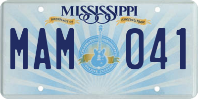 MS license plate MAM041
