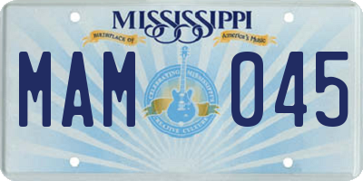 MS license plate MAM045