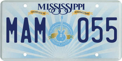 MS license plate MAM055