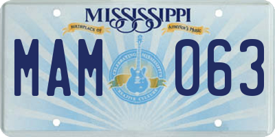 MS license plate MAM063