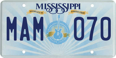 MS license plate MAM070