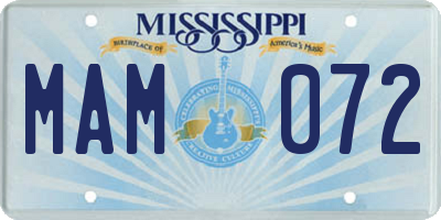 MS license plate MAM072