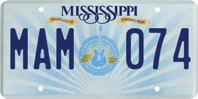 MS license plate MAM074