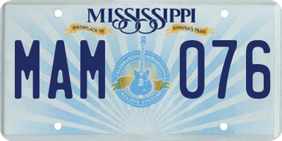 MS license plate MAM076