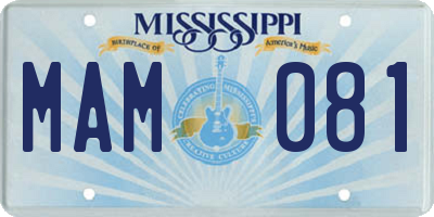 MS license plate MAM081