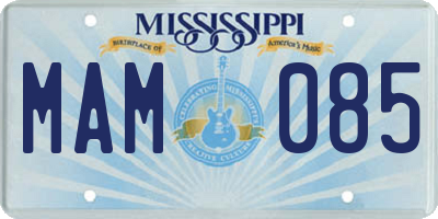 MS license plate MAM085