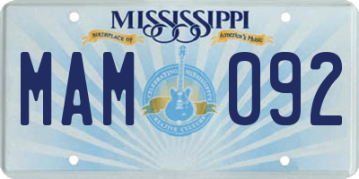MS license plate MAM092