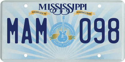 MS license plate MAM098