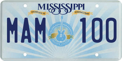 MS license plate MAM100
