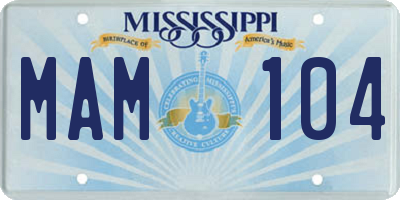 MS license plate MAM104