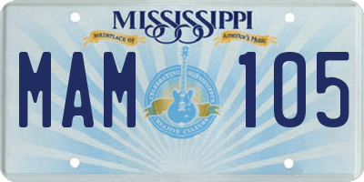 MS license plate MAM105