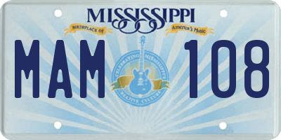 MS license plate MAM108