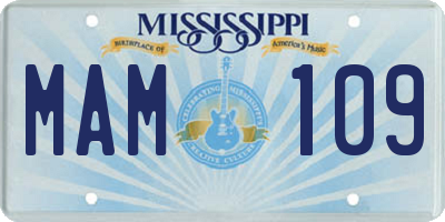 MS license plate MAM109