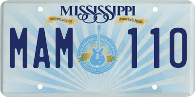 MS license plate MAM110