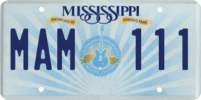 MS license plate MAM111