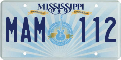 MS license plate MAM112