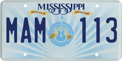 MS license plate MAM113
