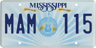MS license plate MAM115