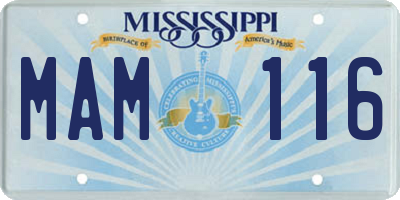 MS license plate MAM116