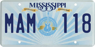 MS license plate MAM118