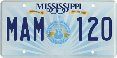 MS license plate MAM120