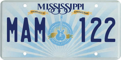 MS license plate MAM122