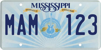 MS license plate MAM123