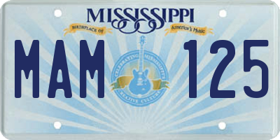 MS license plate MAM125