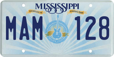 MS license plate MAM128