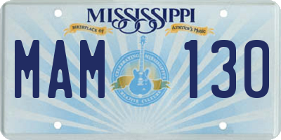 MS license plate MAM130