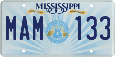 MS license plate MAM133