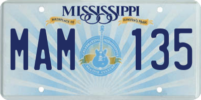 MS license plate MAM135