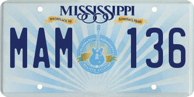 MS license plate MAM136