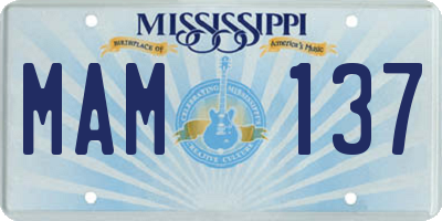 MS license plate MAM137