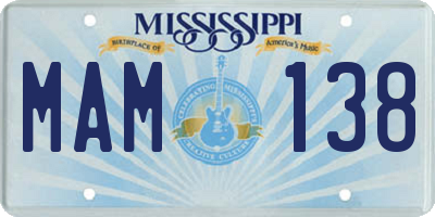 MS license plate MAM138