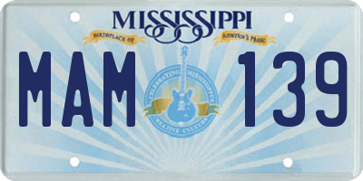 MS license plate MAM139