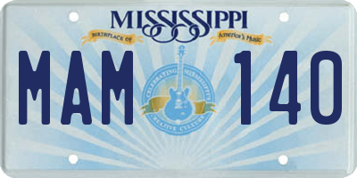MS license plate MAM140